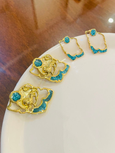 گوشواره پرچم ایران با سنگ فیروزه